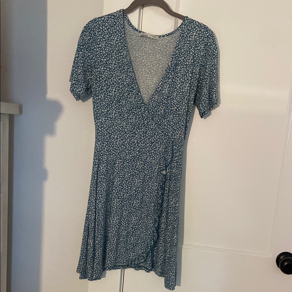 Floral Blue Wrap Dress